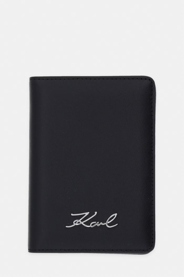 Обкладинка на паспорт жіноча шкіряна Karl Lagerfeld K/SIGNATURE колір чорний