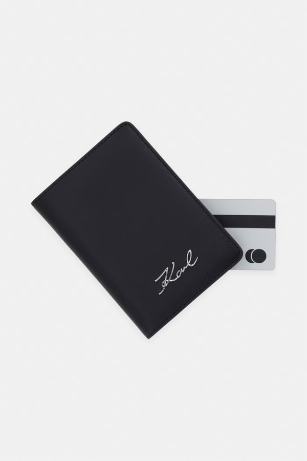 Обкладинка на паспорт жіноча шкіряна Karl Lagerfeld K/SIGNATURE колір чорний фото 4