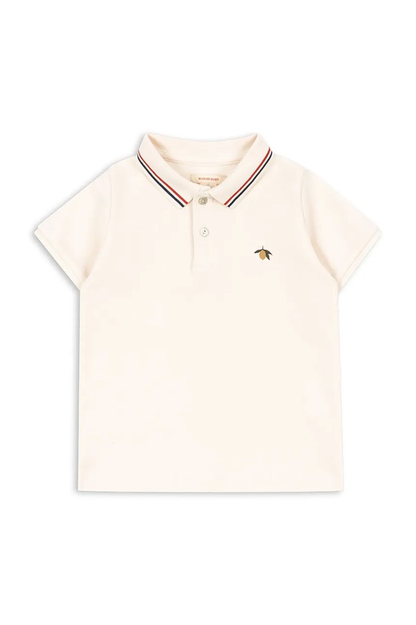 Дитяче бавовняне поло Konges Sløjd FLORIAN POLO SHIRT GOTS колір бежевий