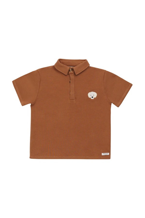Детское поло Donsje Wouti Shirt Golden Retriever цвет коричневый