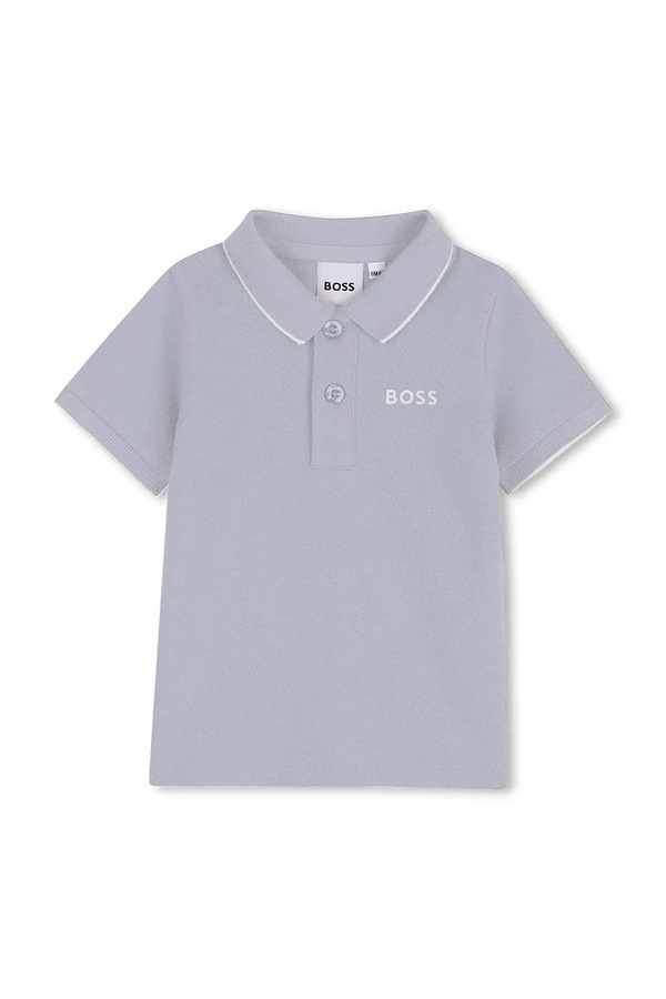 Поло дитяче бавовняне BOSS колір блакитний