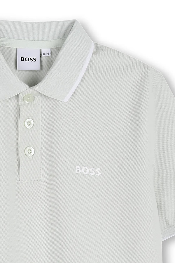 Бавовняне поло BOSS колір бірюзовий фото 2