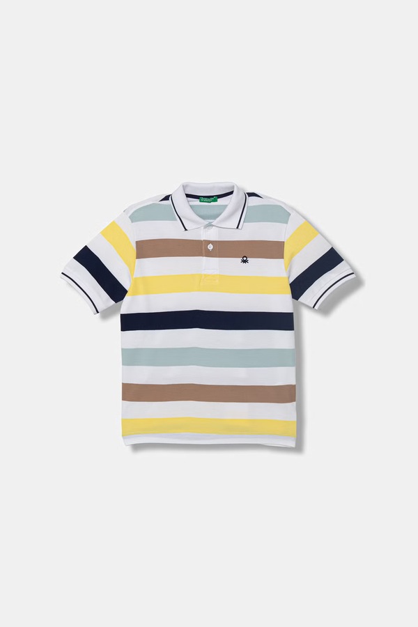Поло детское хлопковое United Colors of Benetton цвет разноцветный