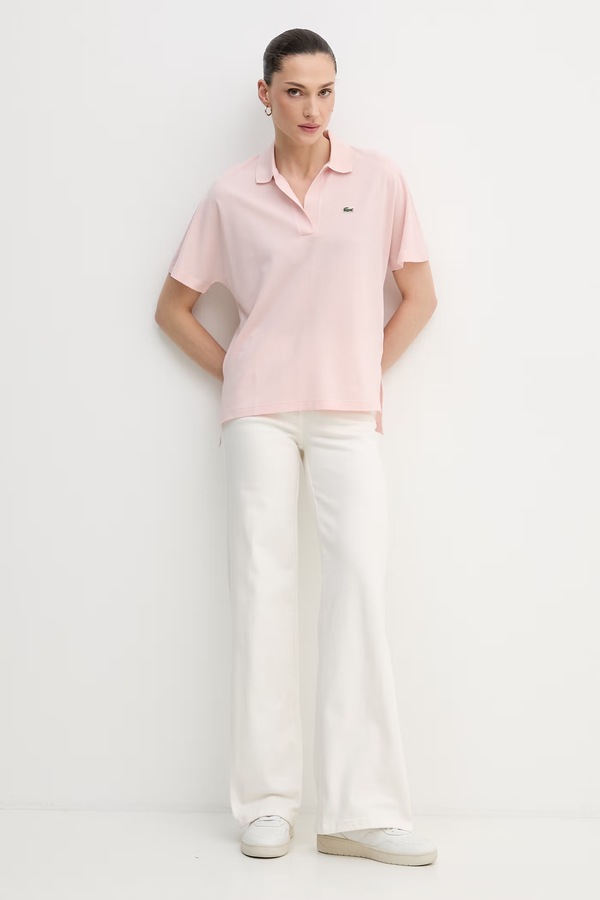Поло Lacoste цвет розовый