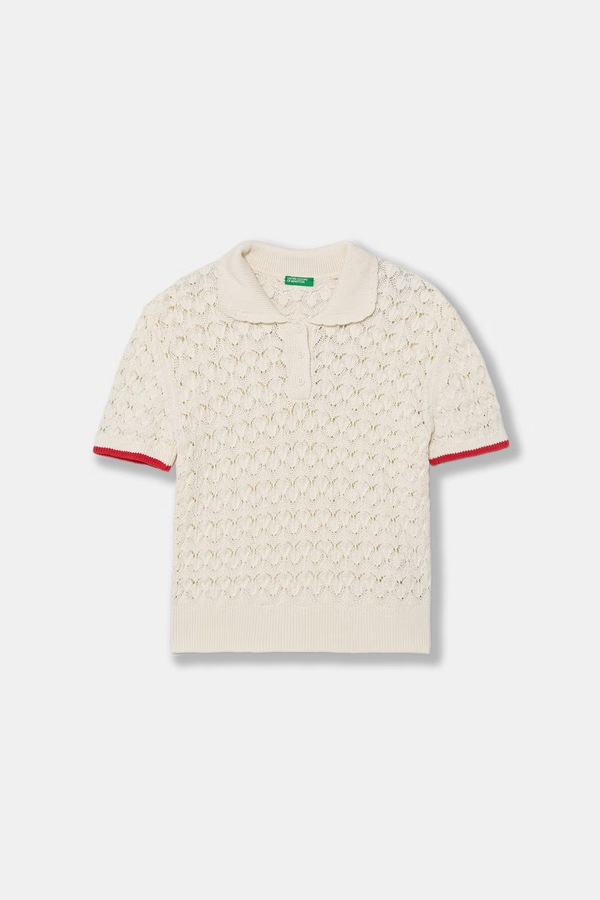 Поло дитяче бавовняне United Colors of Benetton колір бежевий