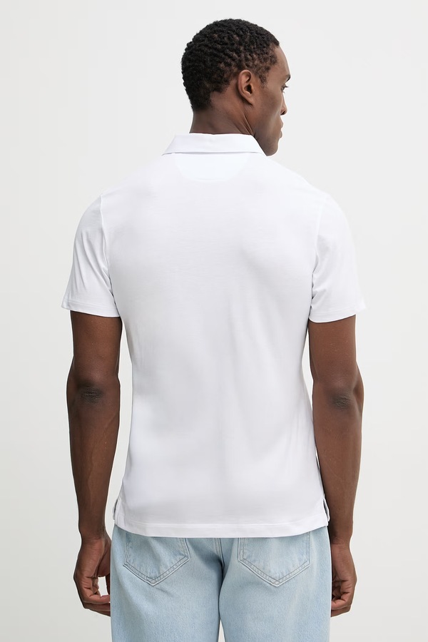 Бавовняне поло Hackett London колір білий фото 2