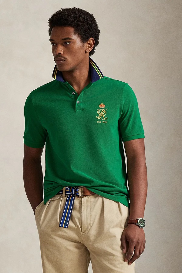 Хлопковое поло Polo Ralph Lauren цвет зеленый