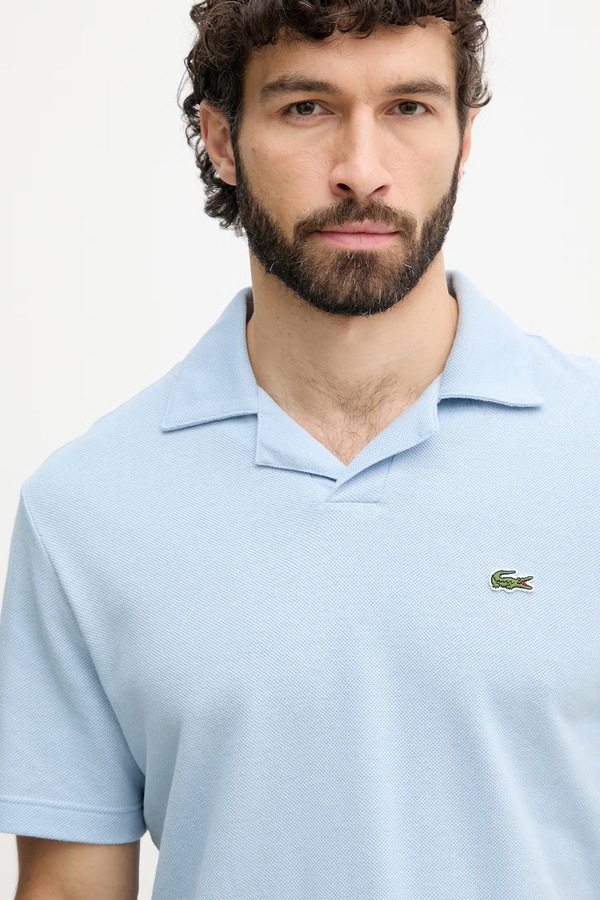 Поло чоловіче з додаванням льону Lacoste колір блакитний фото 4