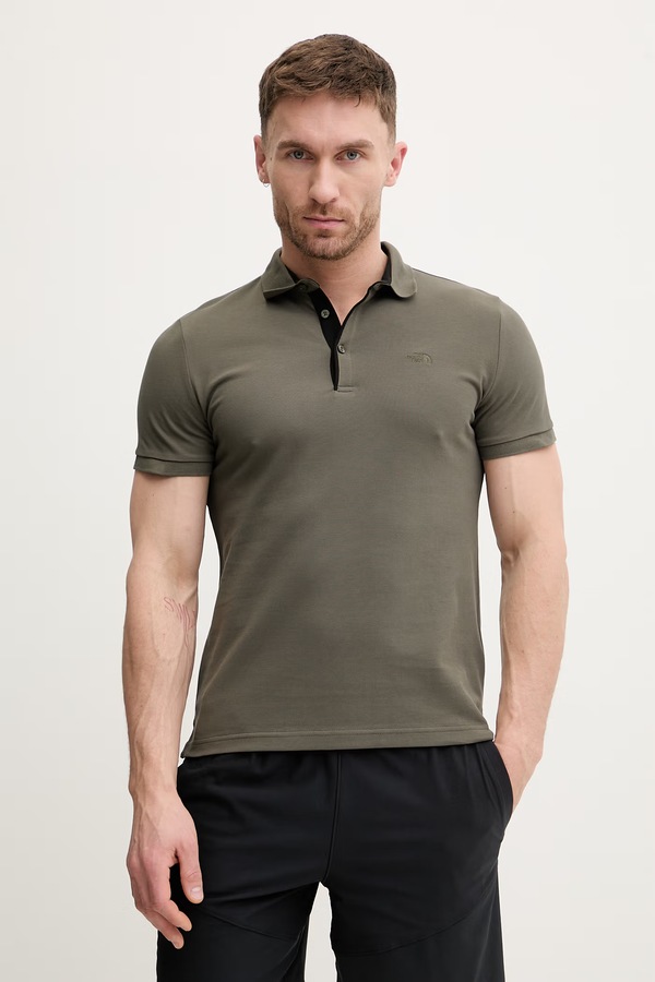Бавовняне поло The North Face Premium Slim колір зелений
