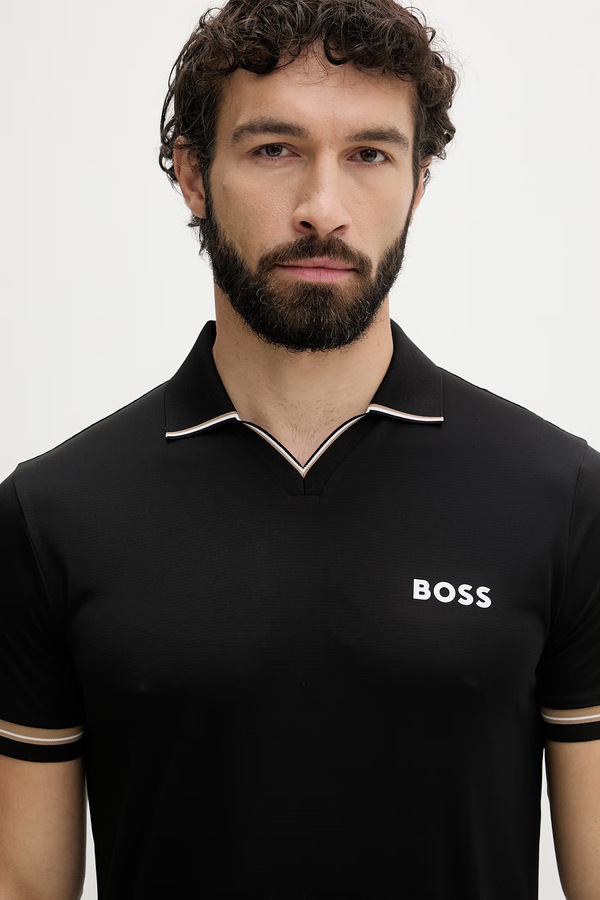 Поло чоловіче BOSS Green колір чорний фото 4
