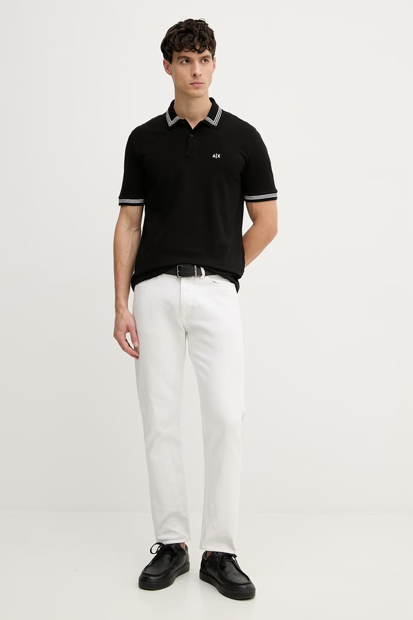 Поло мужское хлопковое Armani Exchange цвет черный