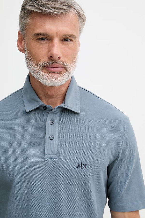 Поло чоловіче бавовняне Armani Exchange колір блакитний фото 4