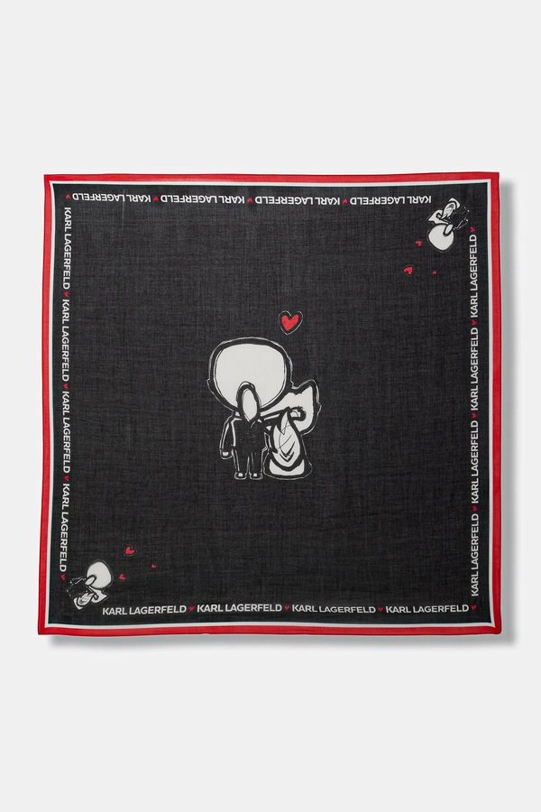 Хустка з додаванням шовку Karl Lagerfeld IKON VALENTINE колір чорний фото 2