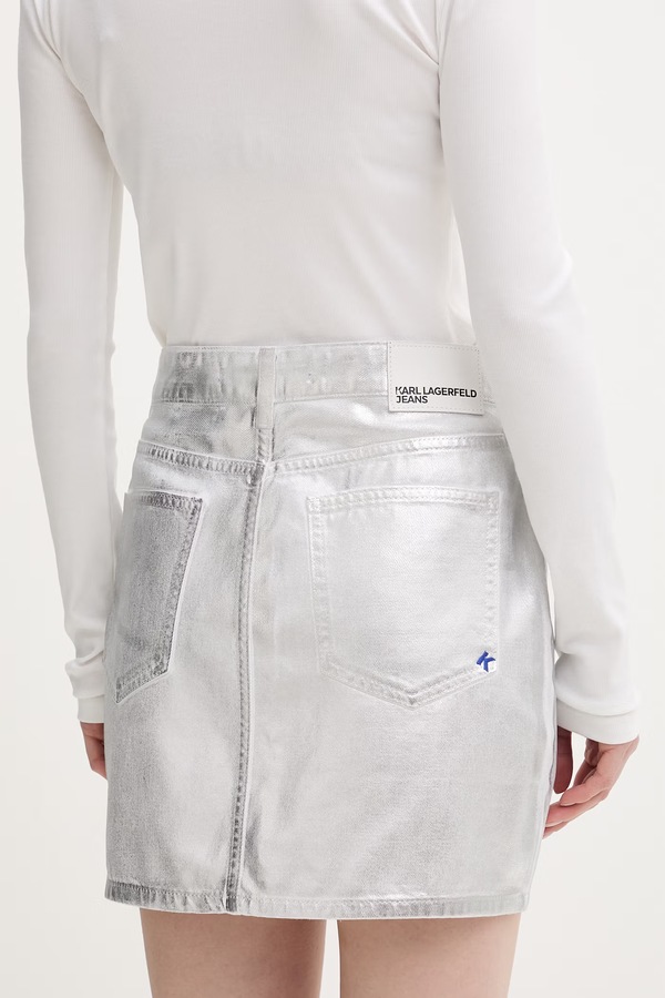 Спідниця бавовняна Karl Lagerfeld Jeans колір срібний фото 2