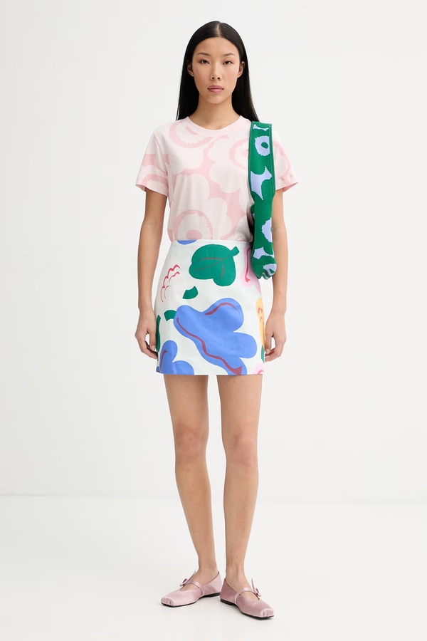 Юбка-трапеция из добавлением льна Marimekko цвет разноцветный