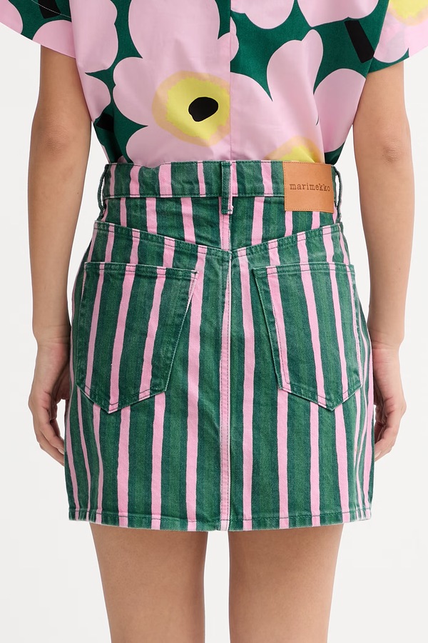 Спідниця-трапеція бавовняна Marimekko колір зелений фото 2