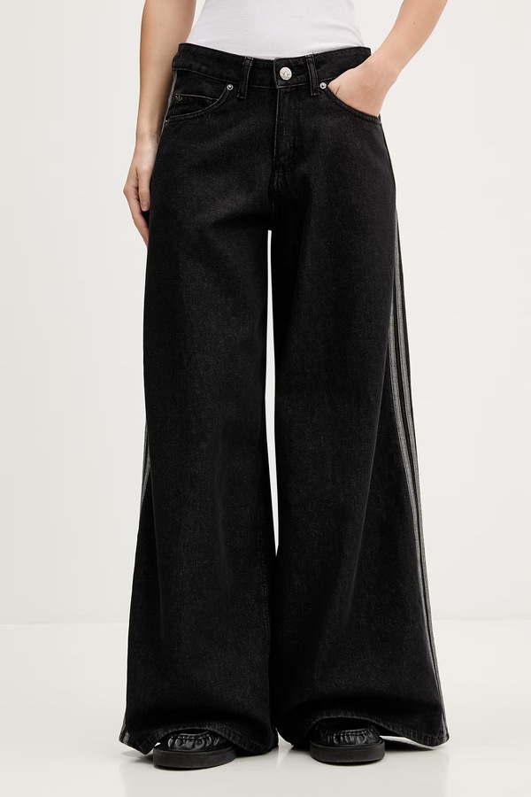 Джинси wide leg жіночі adidas Originals Firebird колір чорний