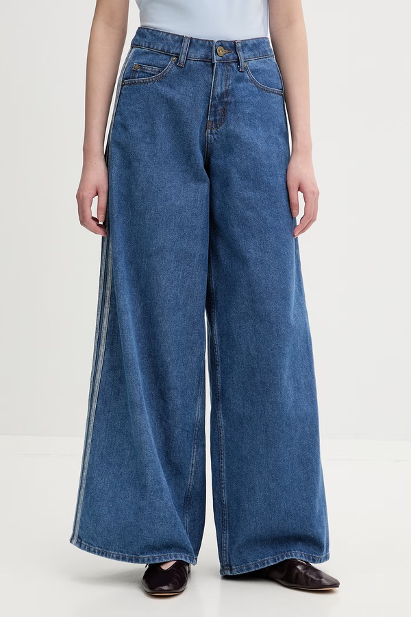 Джинсы wide leg женские adidas Originals Firebird цвет голубой