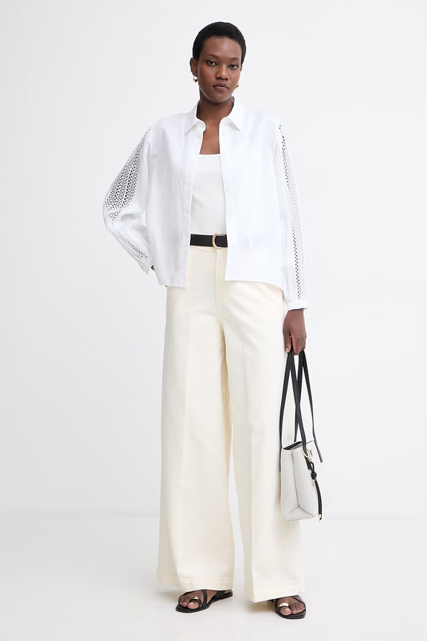 Джинси wide leg жіночі BOSS CENTRAL 4.0 колір бежевий фото 2