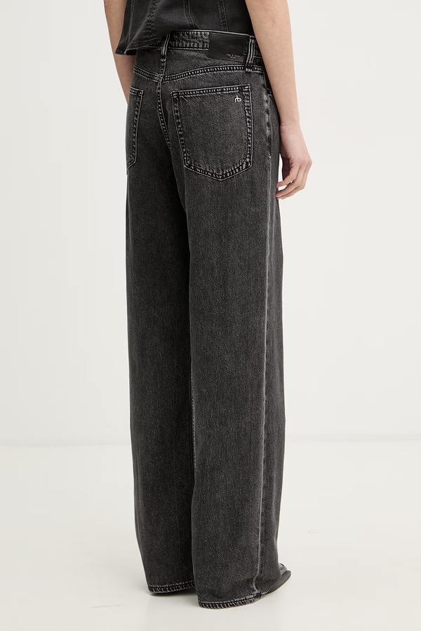Джинси wide leg жіночі rag & bone Logan колір чорний фото 2