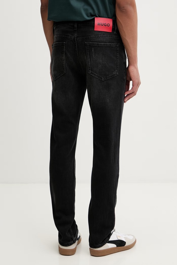 Джинси slim fit чоловічі HUGO 708 колір чорний фото 2