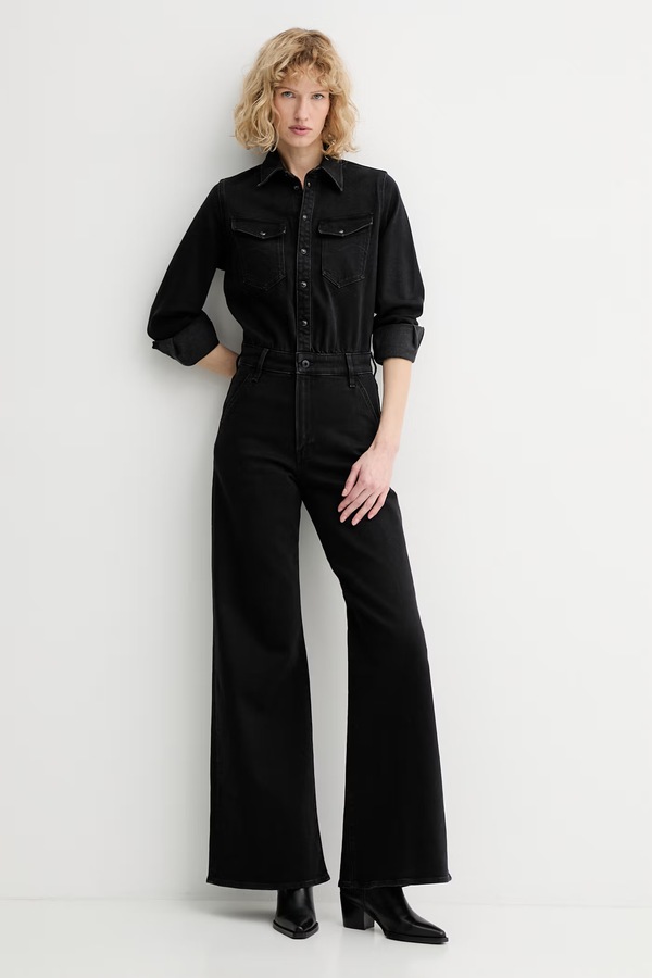 Джинсовый комбинезон G-Star Western Wide Leg цвет черный