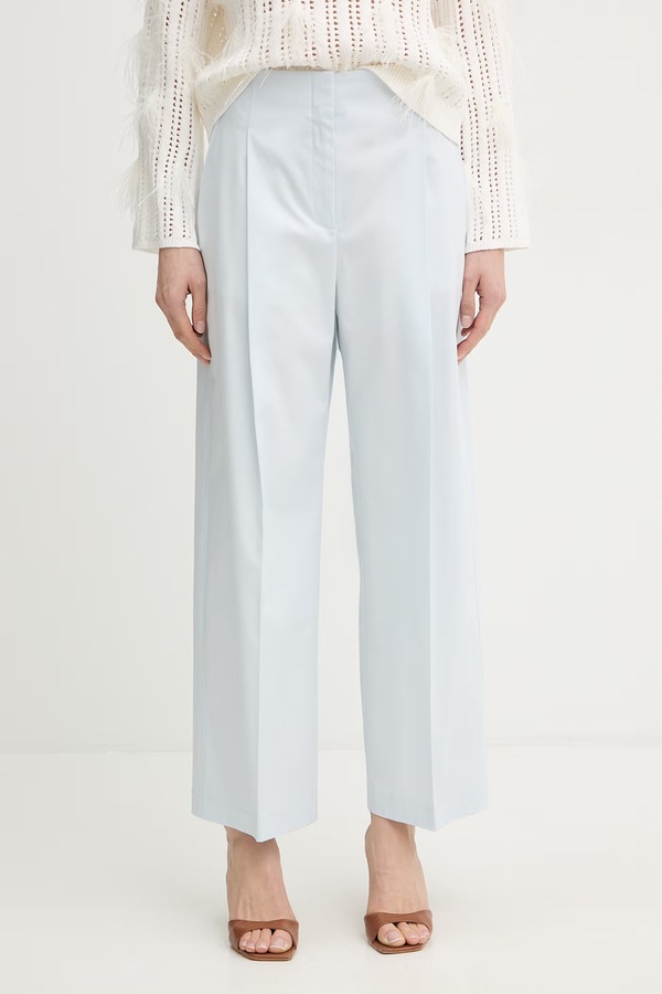 Брюки wide leg женские хлопковые с эластаном BOSS Tulotta цвет голубой