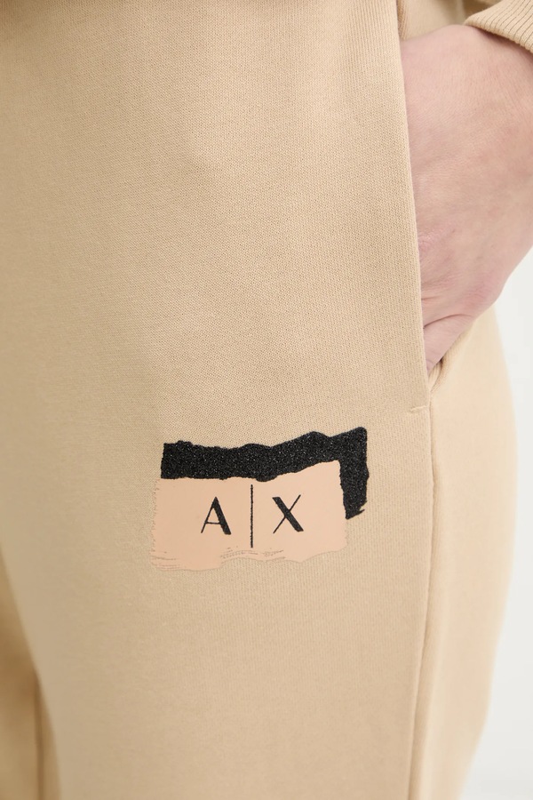 Спортивні штани Armani Exchange колір бежевий фото 4