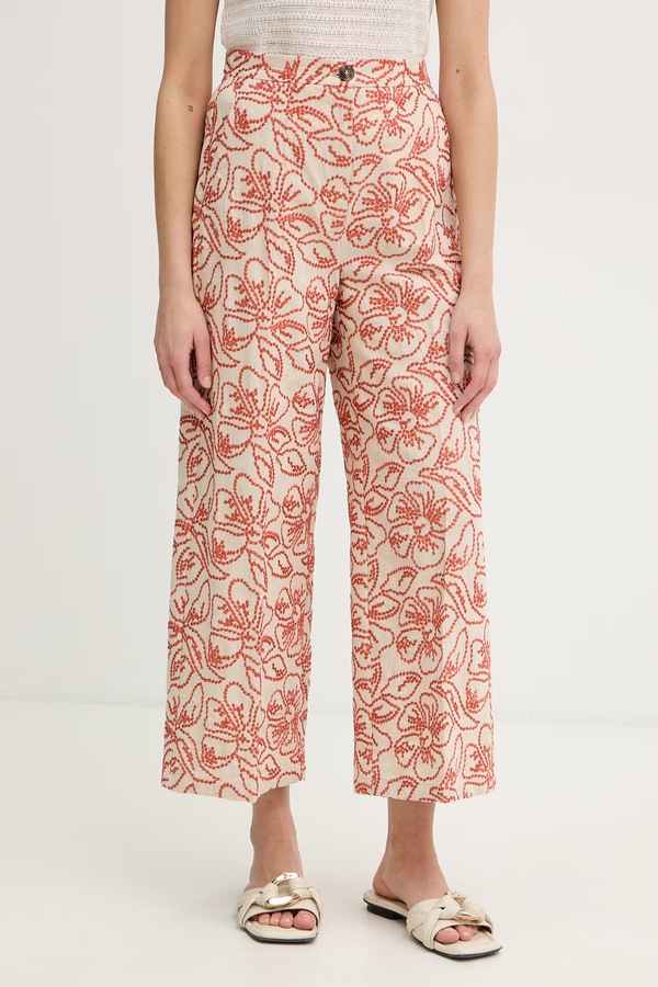 Штани жіночі з льоном Marella Emme by колір помаранчевий