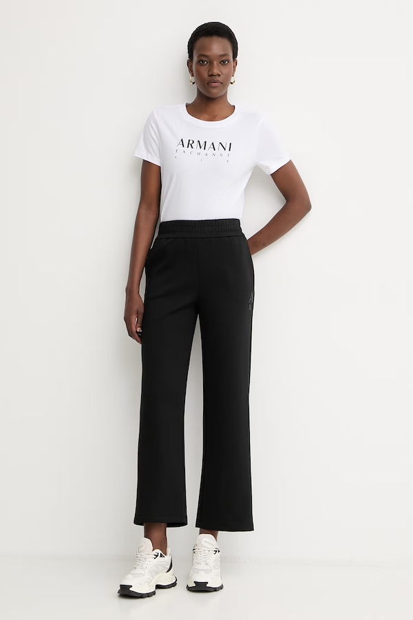 Спортивні штани жіночі з бавовною Armani Exchange колір чорний