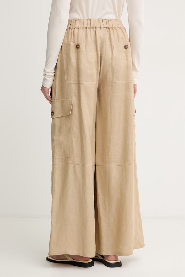 Брюки cargo женские льняные Weekend Max Mara цвет бежевый фото 2
