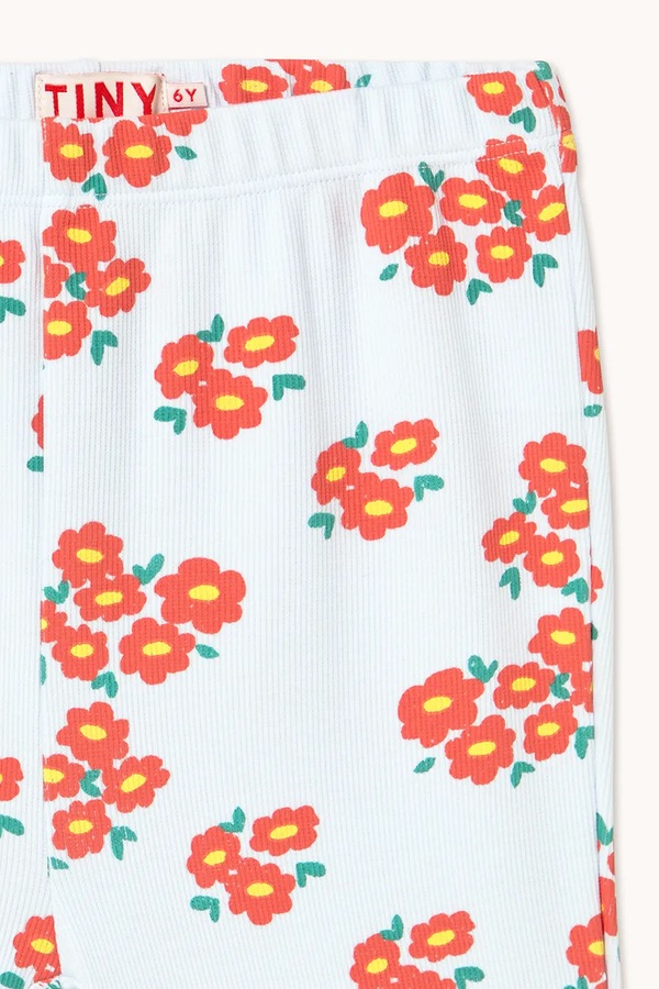 Дитячі штани Tinycottons BLOSSOMS RIB PANT колір білий фото 3