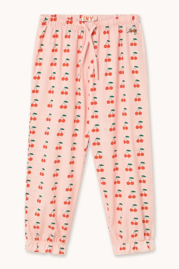 Дитячі бавовняні штани Tinycottons CHERRIES PANT колір рожевий