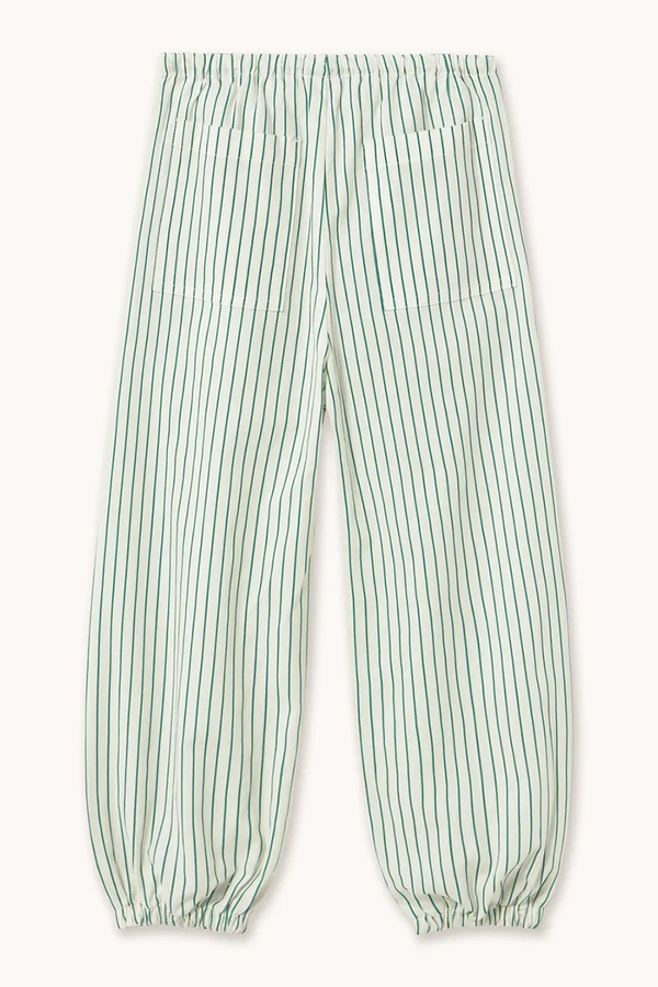 Дитячі штани з додаванням льону Tinycottons EMERALD STRIPES PANT колір білий фото 2