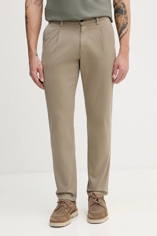 Брюки BOSS Orange Chino-Pleated-1 цвет зеленый