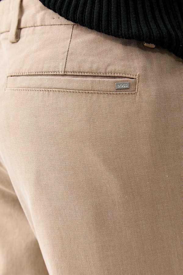 Штани slim fit чоловічі з бавовною BOSS H-Kaiton1 колір бежевий фото 4
