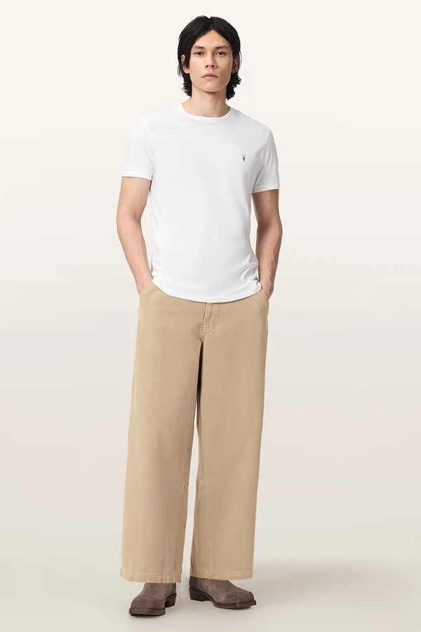 Штани wide leg чоловічі бавовняні AllSaints JACKSON колір коричневий