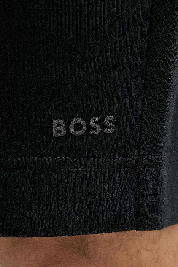 Трикотажні шорти чоловічі з бавовною BOSS Green колір чорний фото 4