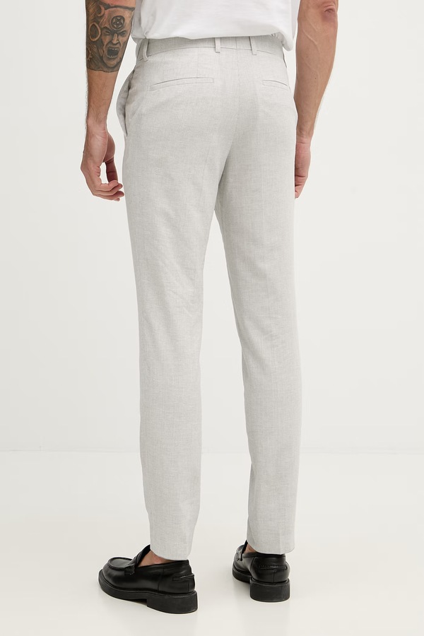 Штани slim fit чоловічі з додаванням льону BOSS Genius колір сірий фото 2