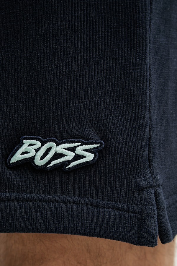 Трикотажні шорти чоловічі з бавовною BOSS Orange колір темно-синій фото 4