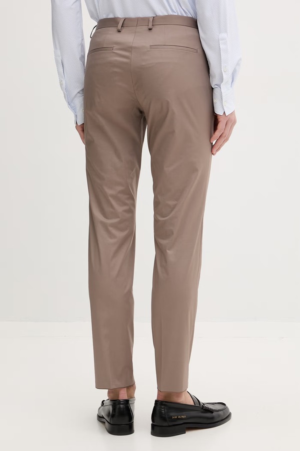 Брюки slim fit мужские хлопковые с эластаном HUGO Hesten253X цвет бежевый фото 2