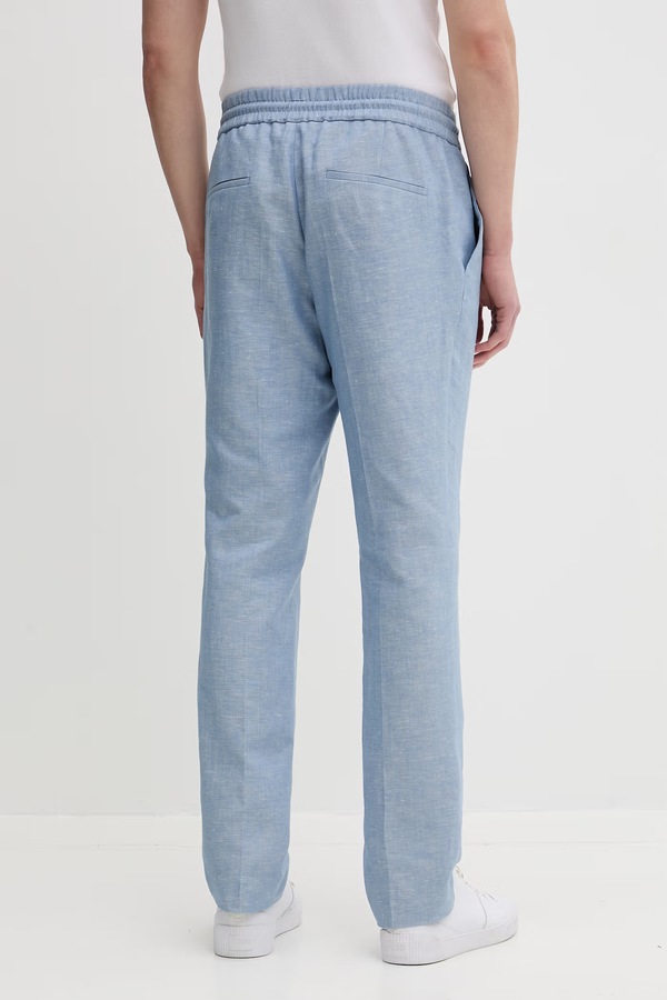 Штани slim fit чоловічі з додаванням льону HUGO Getlin251F3 колір блакитний фото 2