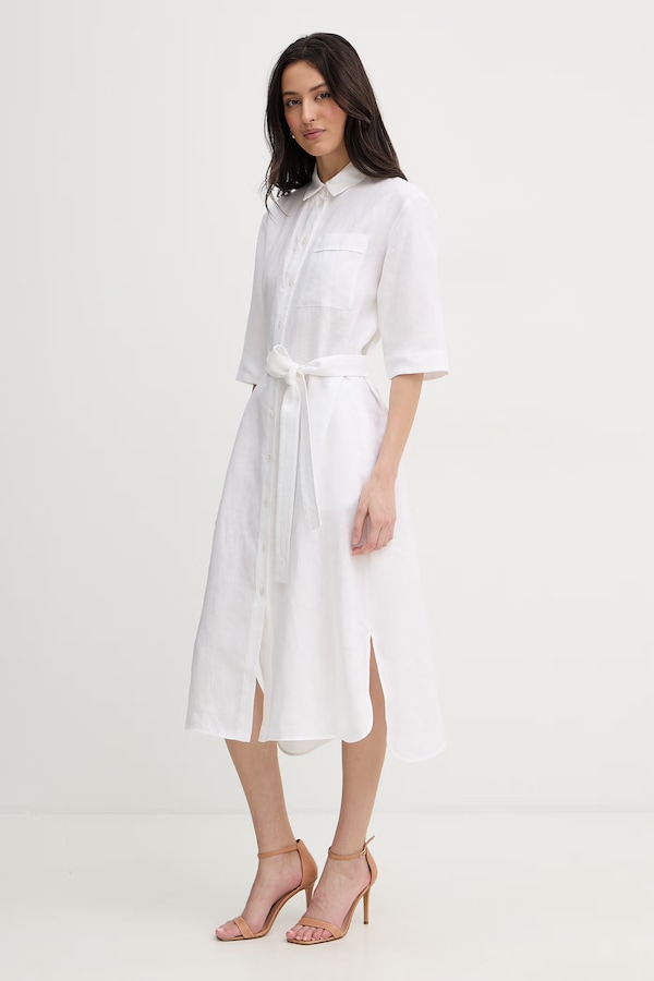 Літня сукня лляна MM by Max Mara TABELLA колір білий