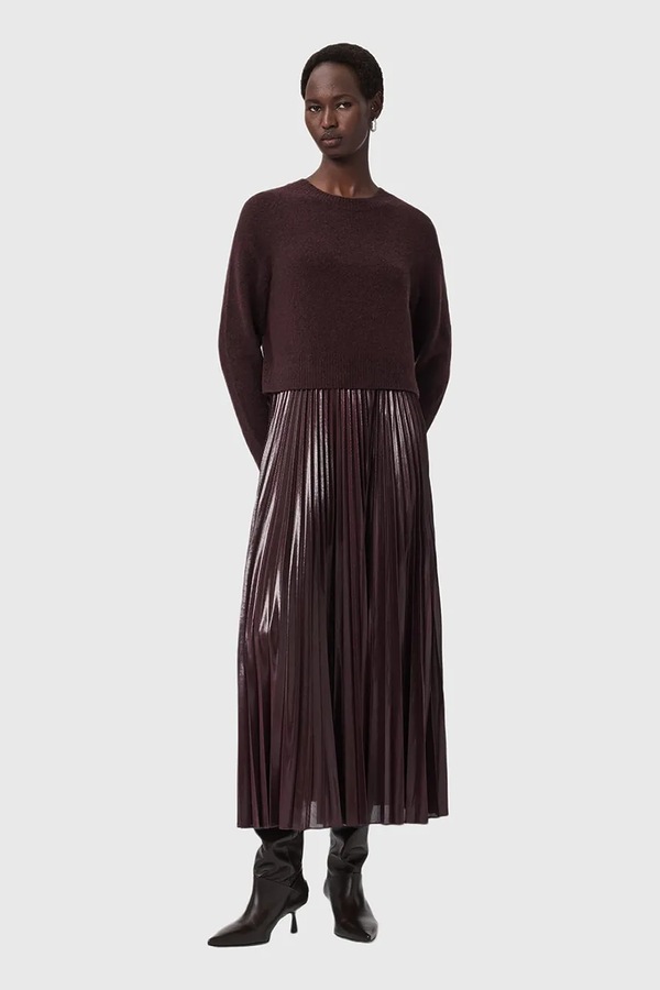 Сукня і светр AllSaints колір коричневий