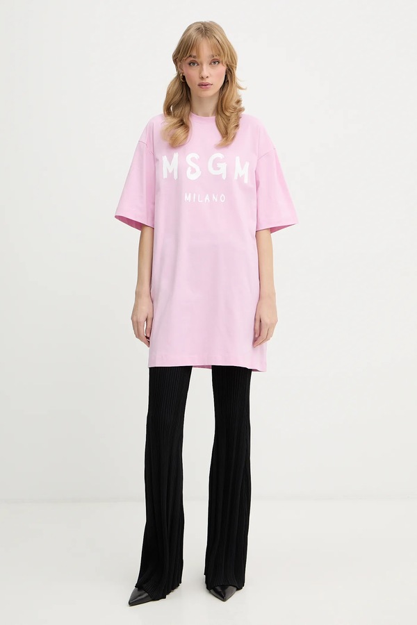 Хлопковая платье MSGM цвет розовый