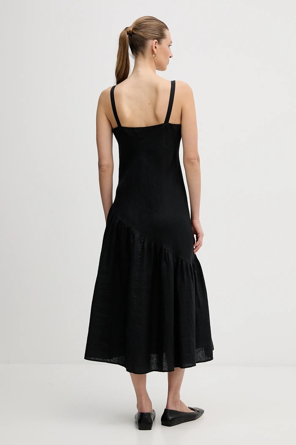 Льняна сукня DKNY колір чорний фото 2