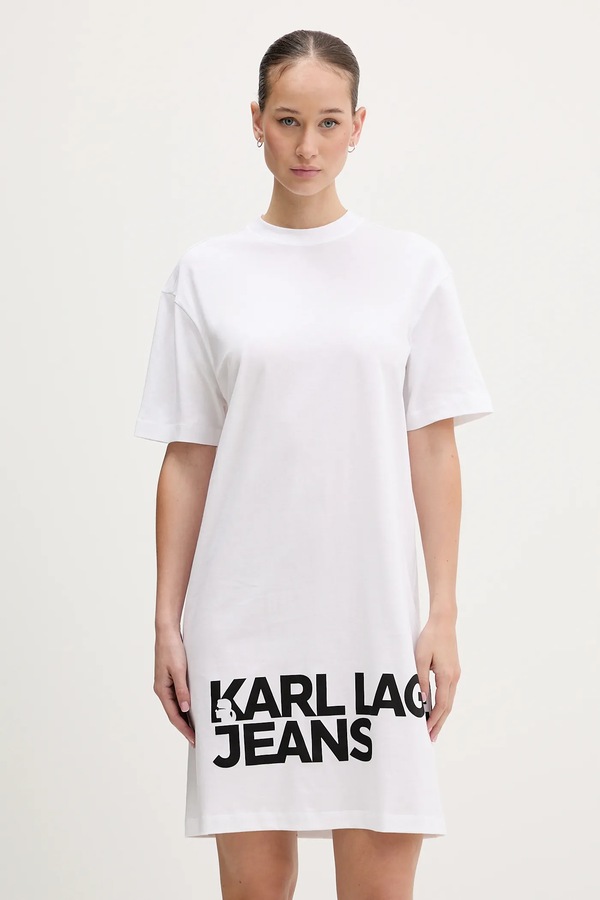 Платье хлопковая Karl Lagerfeld Jeans цвет белый