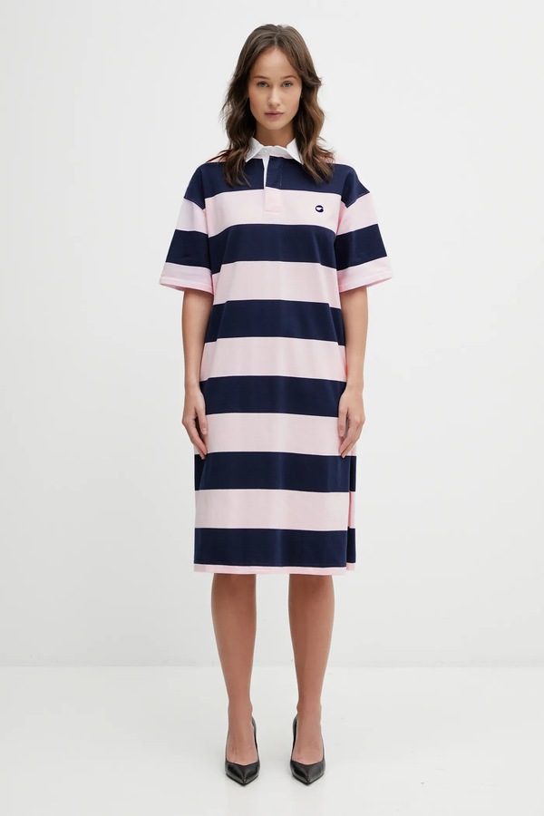 Бавовняна сукня coperni Striped Polo колір рожевий
