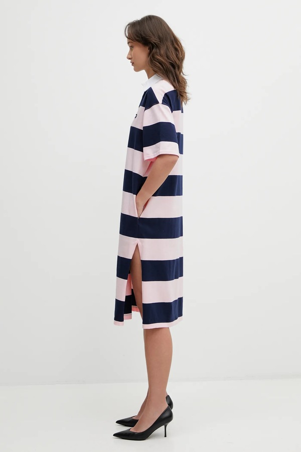 Бавовняна сукня coperni Striped Polo колір рожевий
