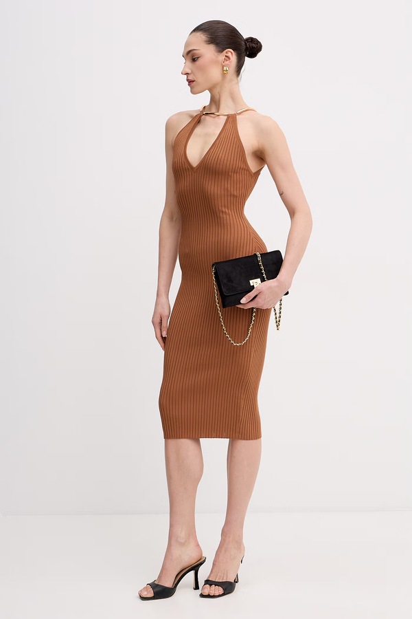 Сукня Elisabetta Franchi bodycon колір коричневий фото 2